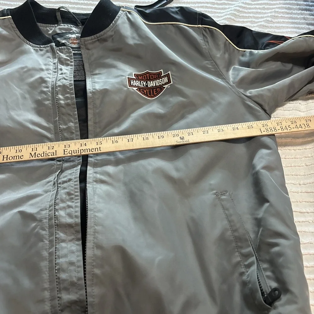 Harley-Davidson Genuine Motor Clothes  Silver/Black Nylon Jacket Sz‎ Large Tall